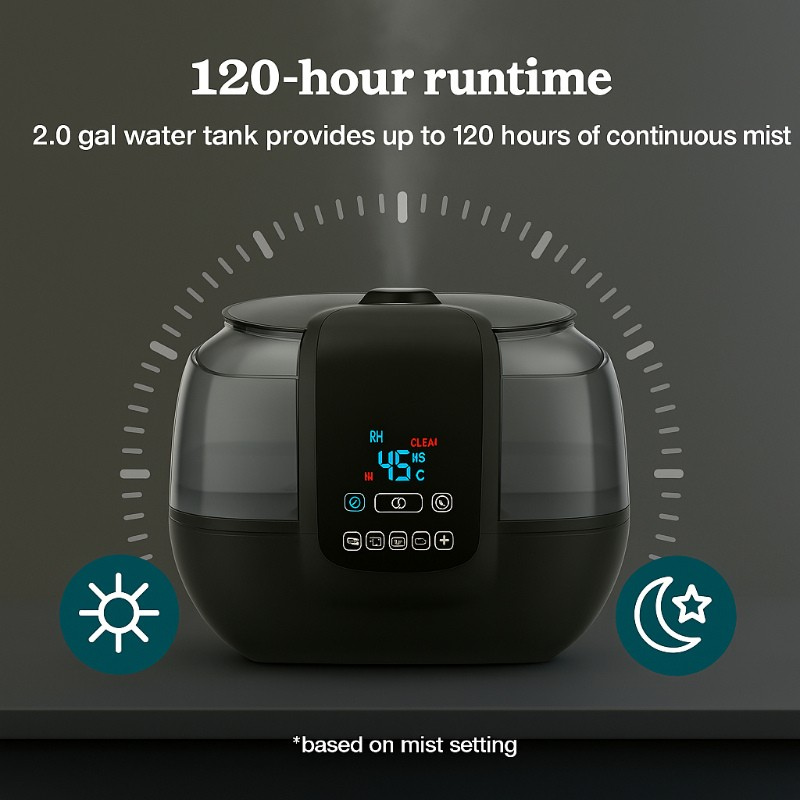 2 Gallon Tabletop Dual Mist Electronic Humidifier