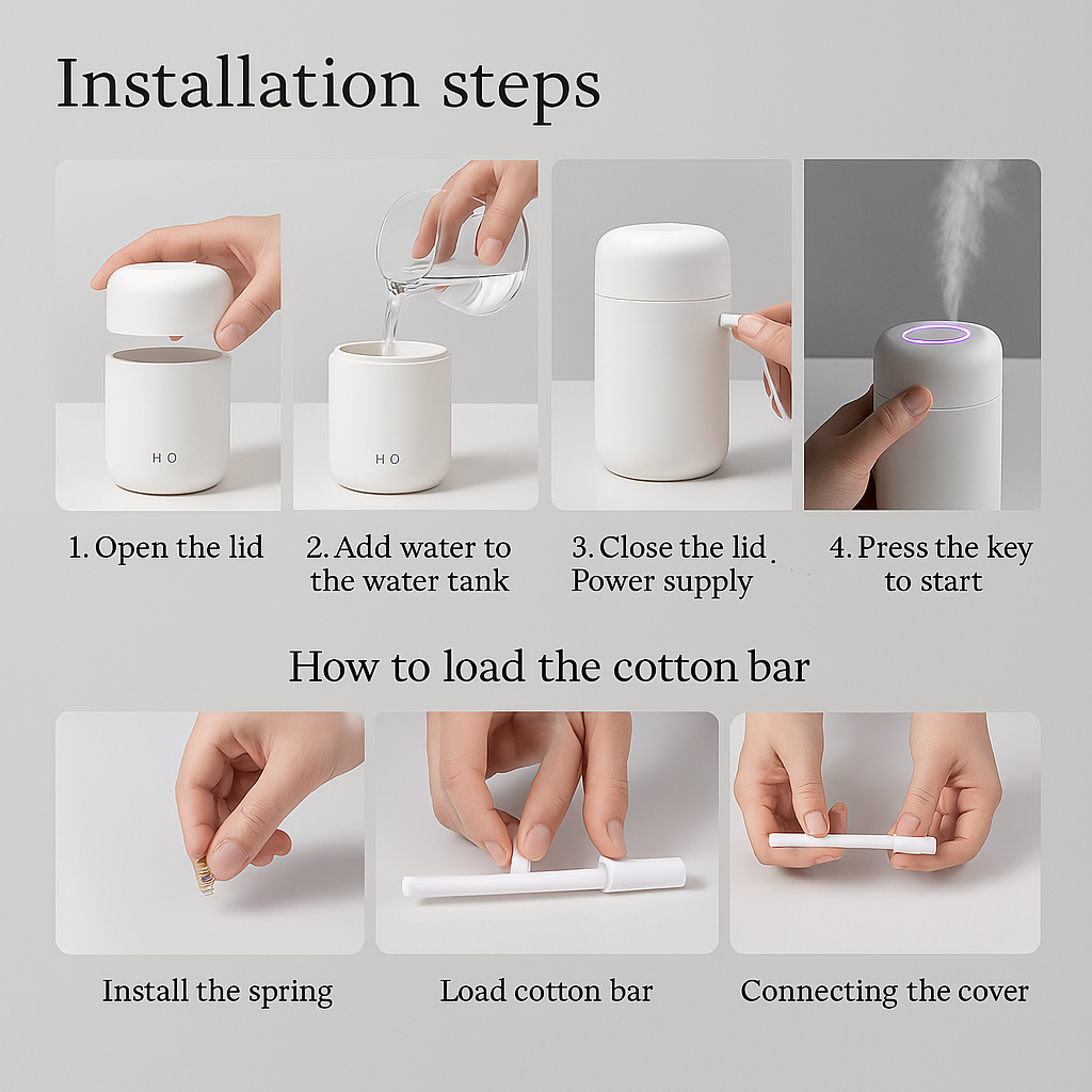 Portable Mini Humidifier Colorful Cool Mist