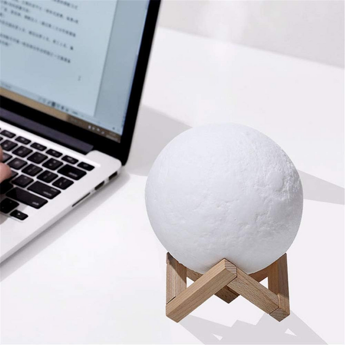 3D Moon Lamp With Wooden Stand