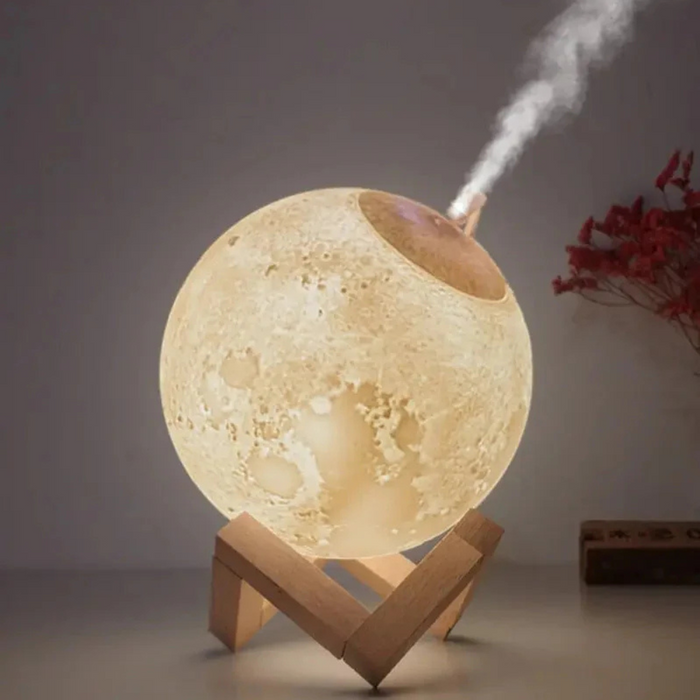 3D Moon Lamp With Wooden Stand