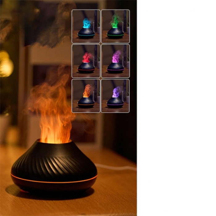 Volcanic Aroma Diffuser With Color Flame Night Light