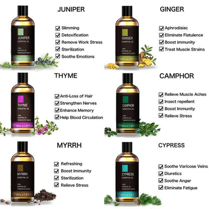 100ml Pure Natural Essential Oils for Aromatherapy And Diffusers