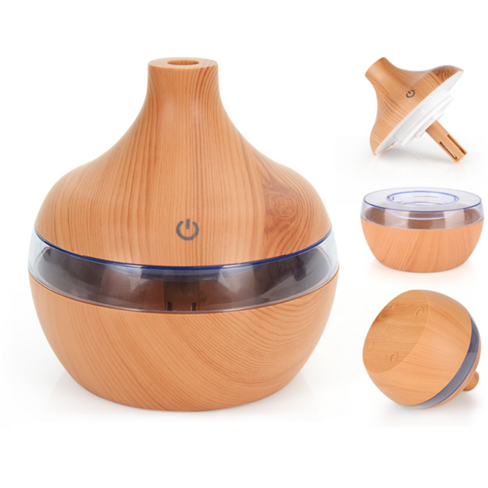 Ultrasonic Electric Wood Grain Cool Mist Humidifier with LED Lights