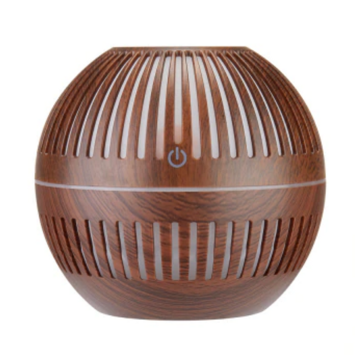 130ml Wood Grain Air Humidifier - USB Rechargeable + LED Lights