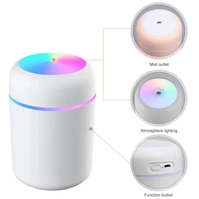 300ml Portable Electric Air Humidifier Aroma Oil Diffuser + Cool Mist Sprayer and Lights