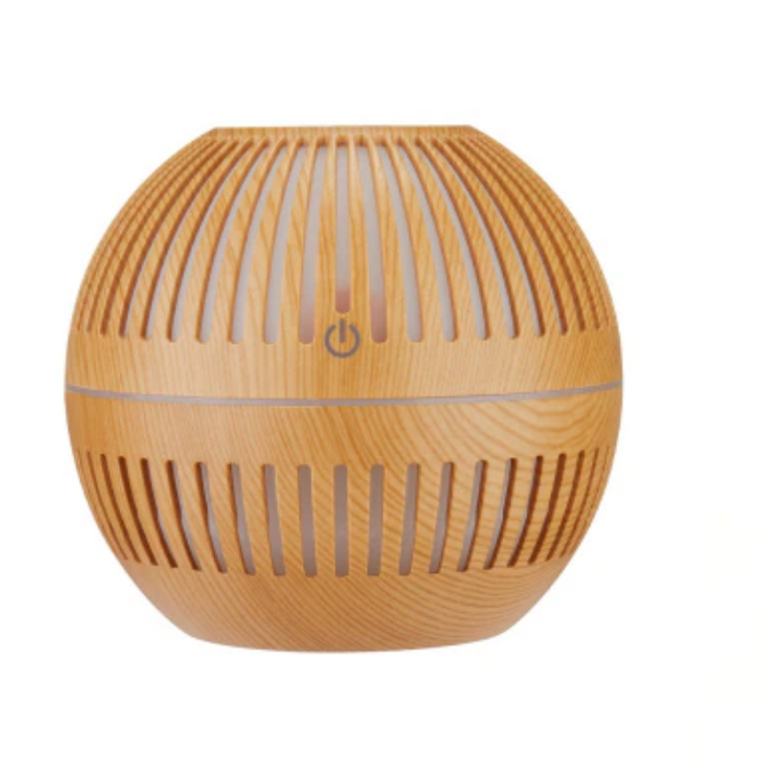 130ml Wood Grain Air Humidifier - USB Rechargeable + LED Lights
