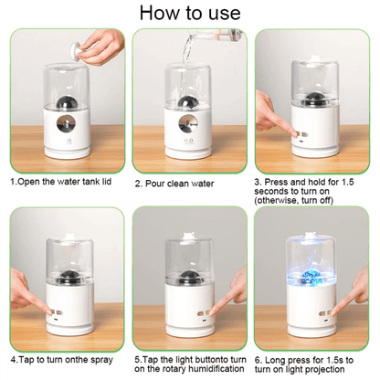 Automatic Rotary Air Humidifier With Wireless Charging Aromatherapy